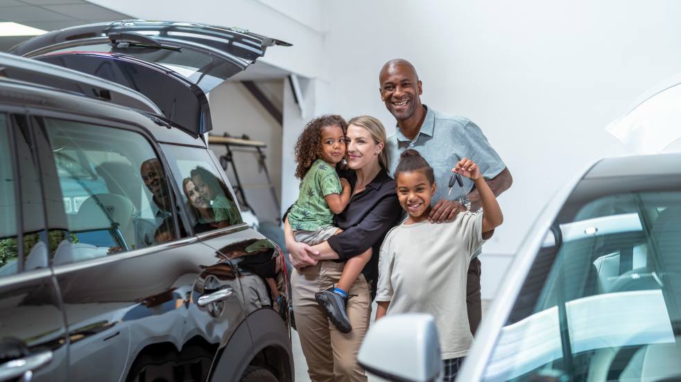 Family buying a car